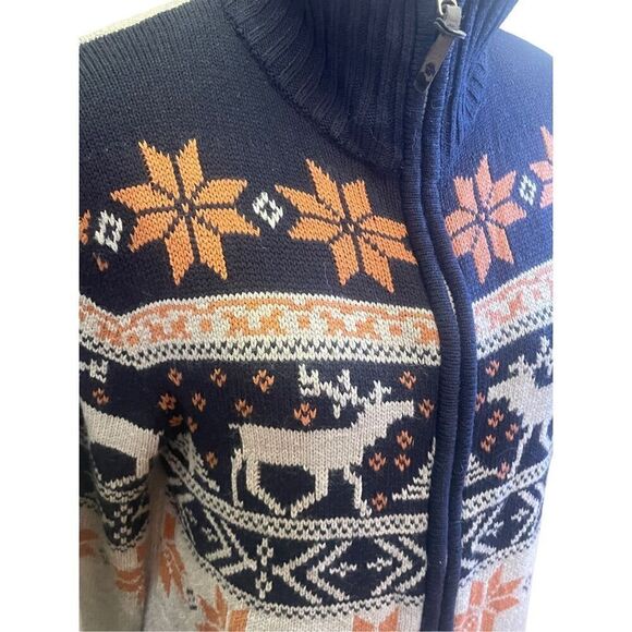 Soul Star Full Zip  Mock Collar Multi-Color Winter Design Cardigan Size X-Large - Picture 5 of 16